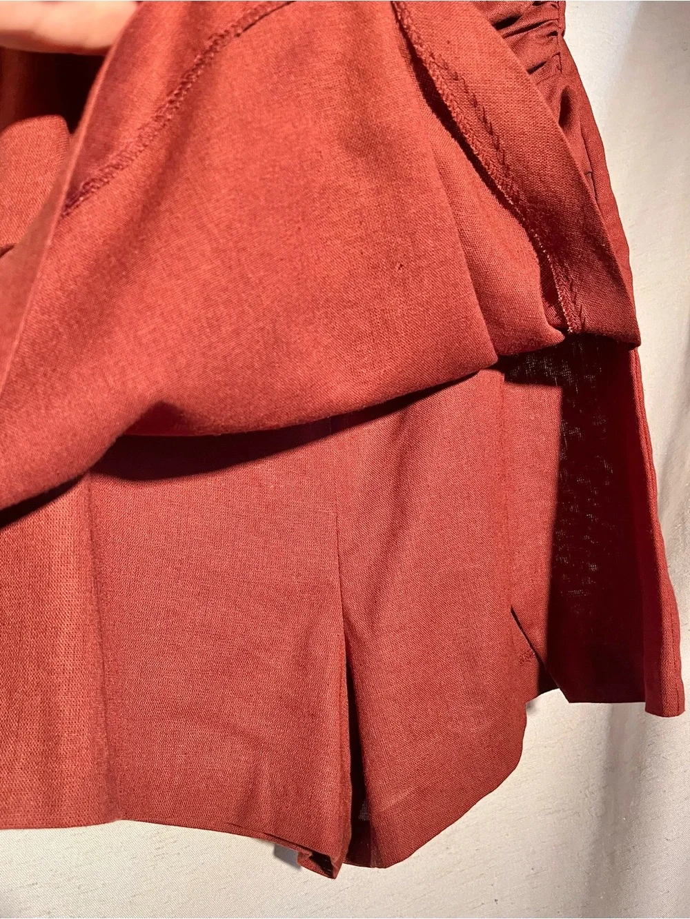Zara Short Linen Romper Jumpsuit Terracotta Open Sholders Medium 3453/722/658 - Picture 12 of 16